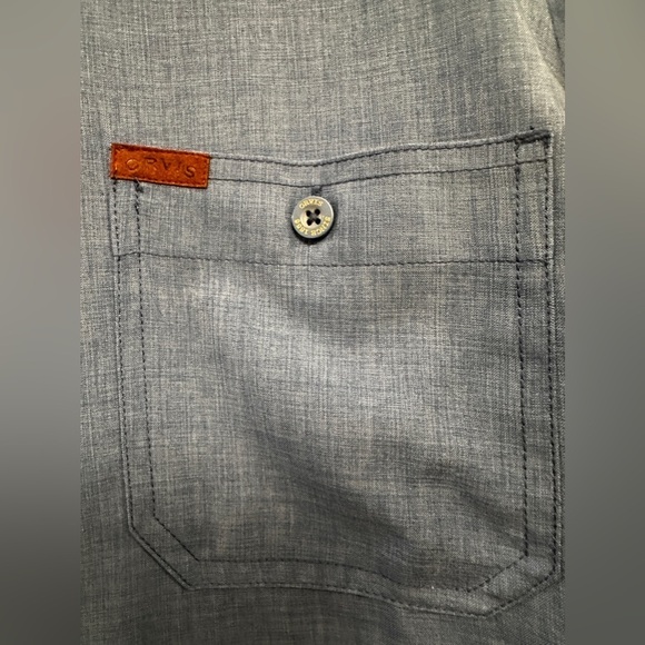 Orvis Men's Button Up Shirt Blue Short Sleeve Pockets Classic Collection… - Picture 3 of 4